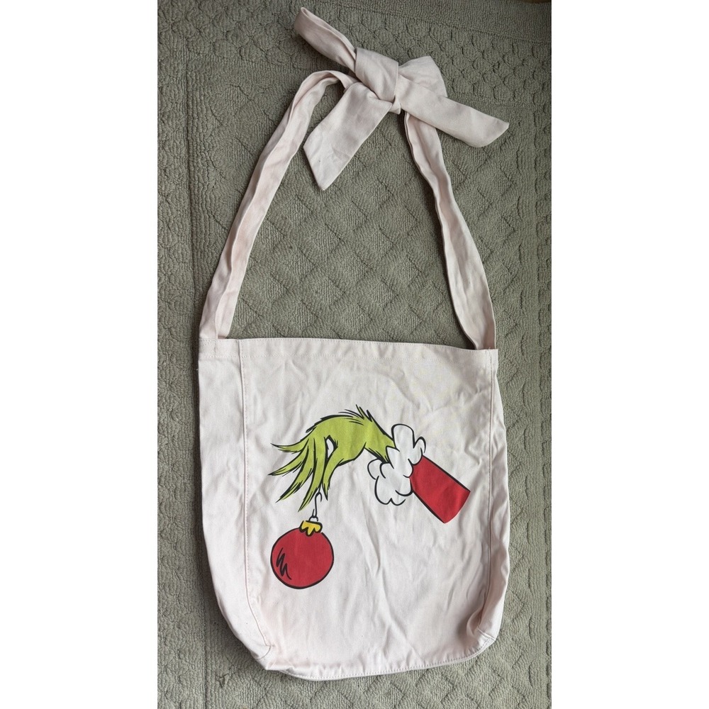 AE Light Pink Grinch Holiday Tote   American Eagle Christmas Purse Sack Bag